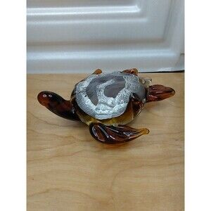 Gca Handblown Amber Glass Turtle Deco Paperweight Art‎